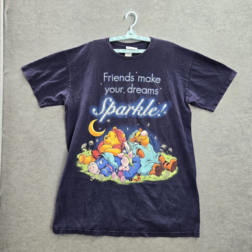 VINTAGE Disney Store Women Sleepwear One Size Blue Sleepshirt Winnie Tigger READ